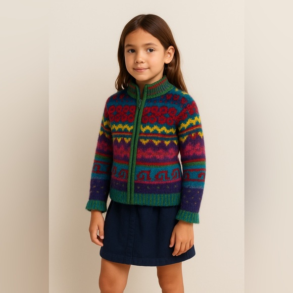 United Colors Of Benetton Other - United Colors Of Benetton Girls Colorful Knit Sweater Jacket Size M - 7